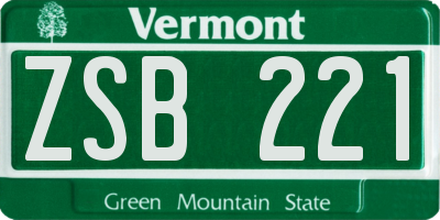VT license plate ZSB221
