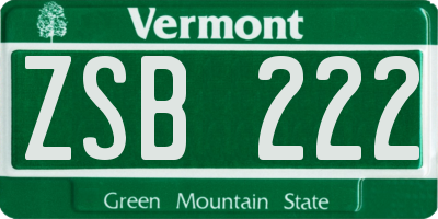 VT license plate ZSB222