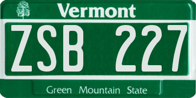 VT license plate ZSB227