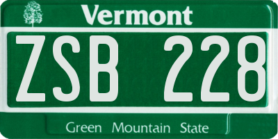 VT license plate ZSB228