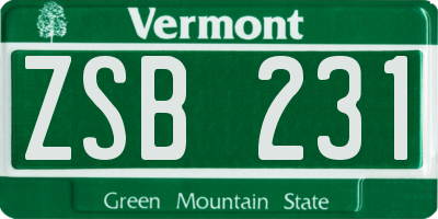 VT license plate ZSB231