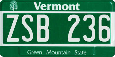 VT license plate ZSB236