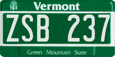 VT license plate ZSB237