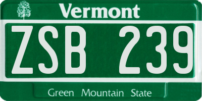 VT license plate ZSB239