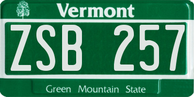 VT license plate ZSB257