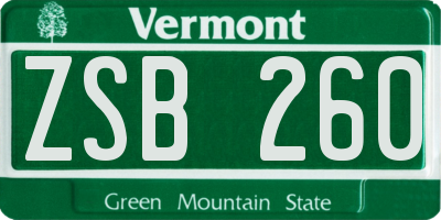 VT license plate ZSB260