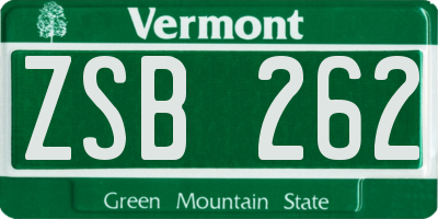 VT license plate ZSB262