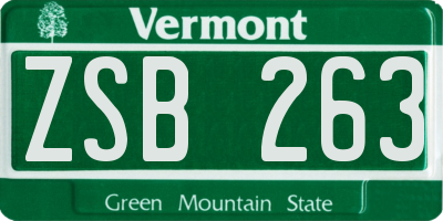 VT license plate ZSB263