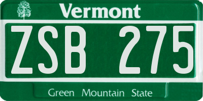 VT license plate ZSB275