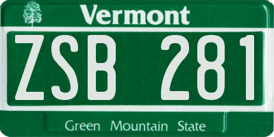 VT license plate ZSB281