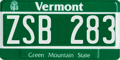 VT license plate ZSB283