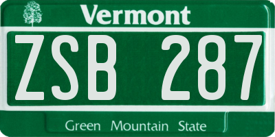 VT license plate ZSB287