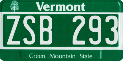 VT license plate ZSB293