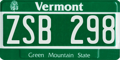 VT license plate ZSB298