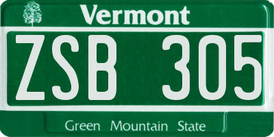 VT license plate ZSB305