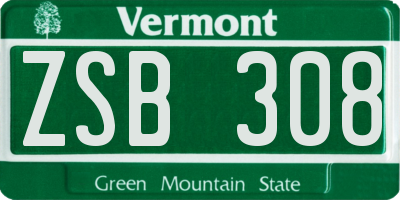 VT license plate ZSB308
