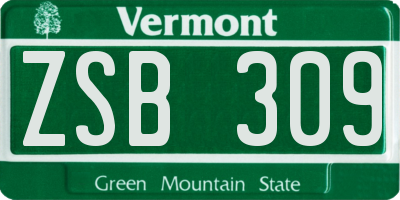 VT license plate ZSB309