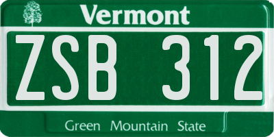 VT license plate ZSB312