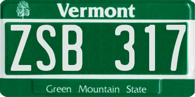 VT license plate ZSB317
