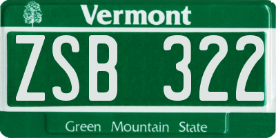 VT license plate ZSB322