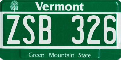 VT license plate ZSB326