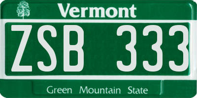 VT license plate ZSB333