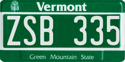 VT license plate ZSB335