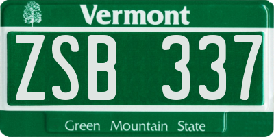 VT license plate ZSB337
