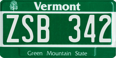 VT license plate ZSB342