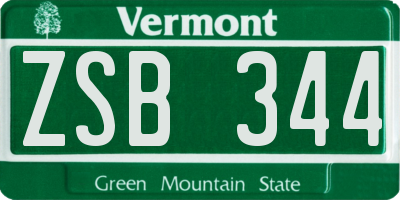 VT license plate ZSB344
