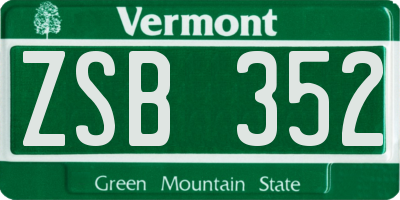 VT license plate ZSB352