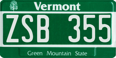 VT license plate ZSB355