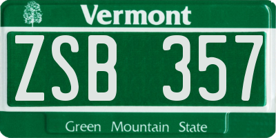 VT license plate ZSB357