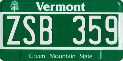 VT license plate ZSB359