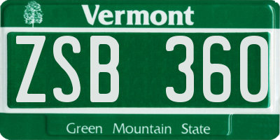 VT license plate ZSB360