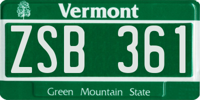 VT license plate ZSB361