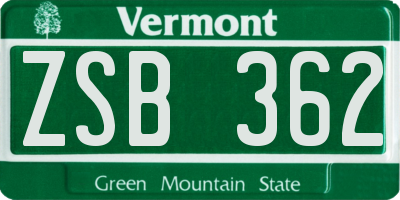 VT license plate ZSB362