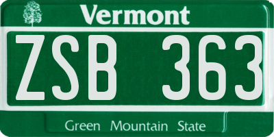 VT license plate ZSB363