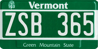 VT license plate ZSB365