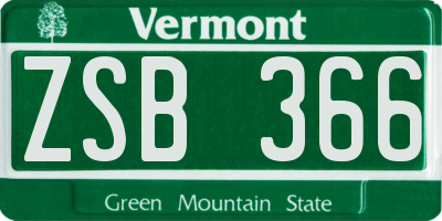 VT license plate ZSB366