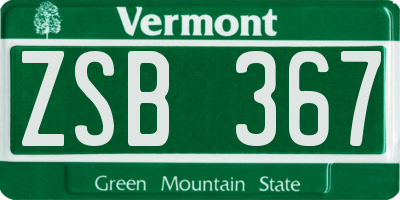 VT license plate ZSB367