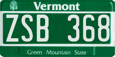 VT license plate ZSB368