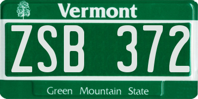 VT license plate ZSB372