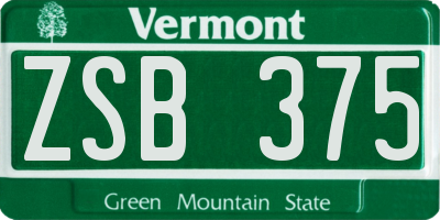 VT license plate ZSB375