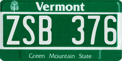 VT license plate ZSB376