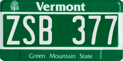 VT license plate ZSB377
