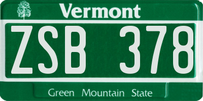 VT license plate ZSB378