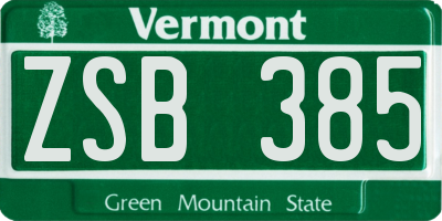 VT license plate ZSB385