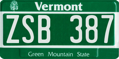 VT license plate ZSB387