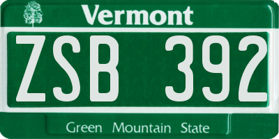 VT license plate ZSB392